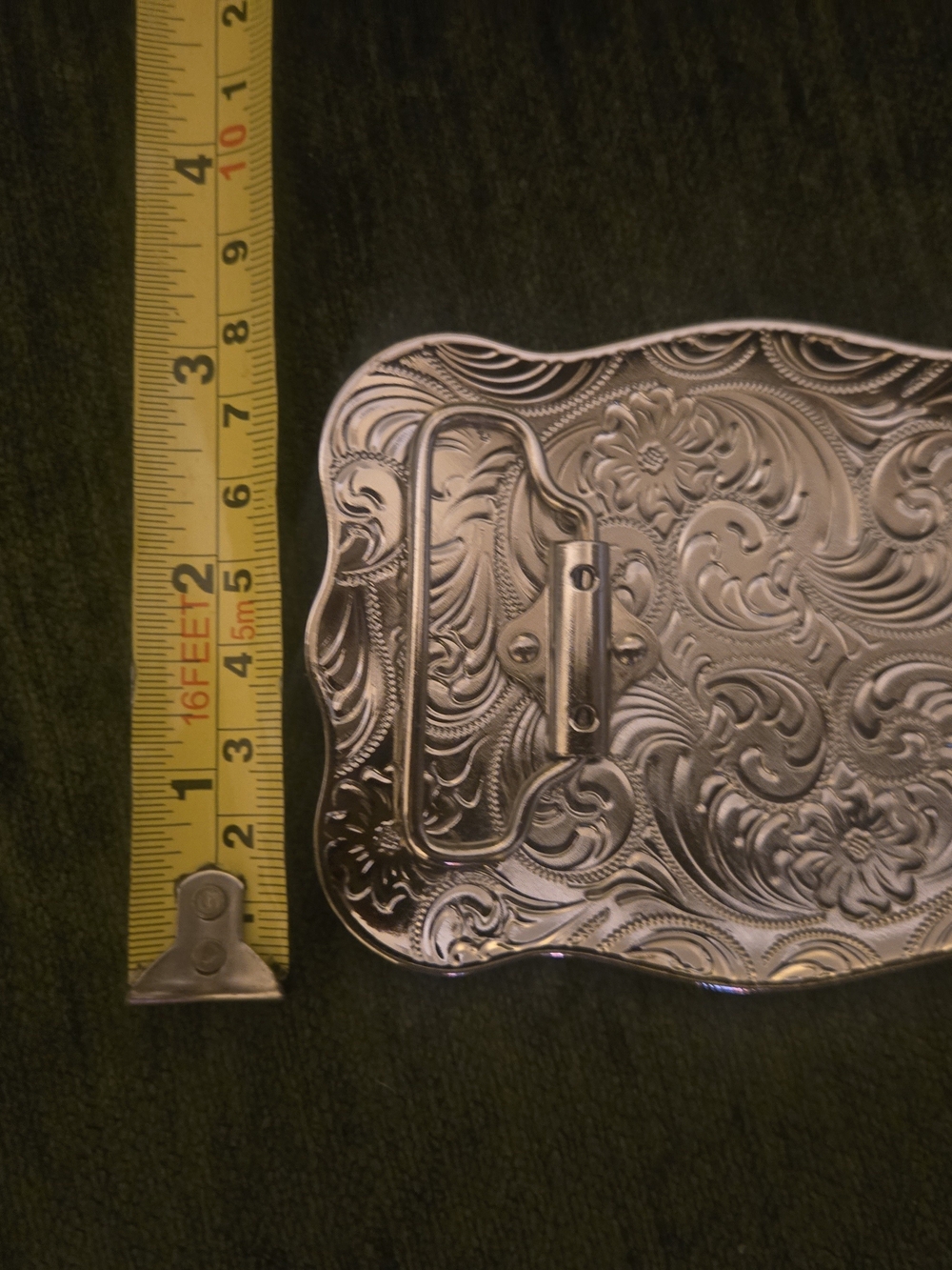 Ariat Western Belt Buckle - Silver with Red Accents - Picture 3 of 4